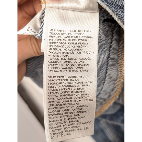 Levis Mens Trucker Jacket Mixed Denim Nylon Full Zip Jacket L Western Workwear - Picture 8 of 10